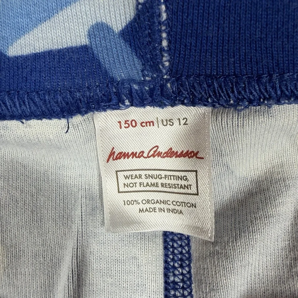 Hanna Andersson Fitted Dreidel Pajamas Kids Size 12 Blue Organic Cotton Hanukkah